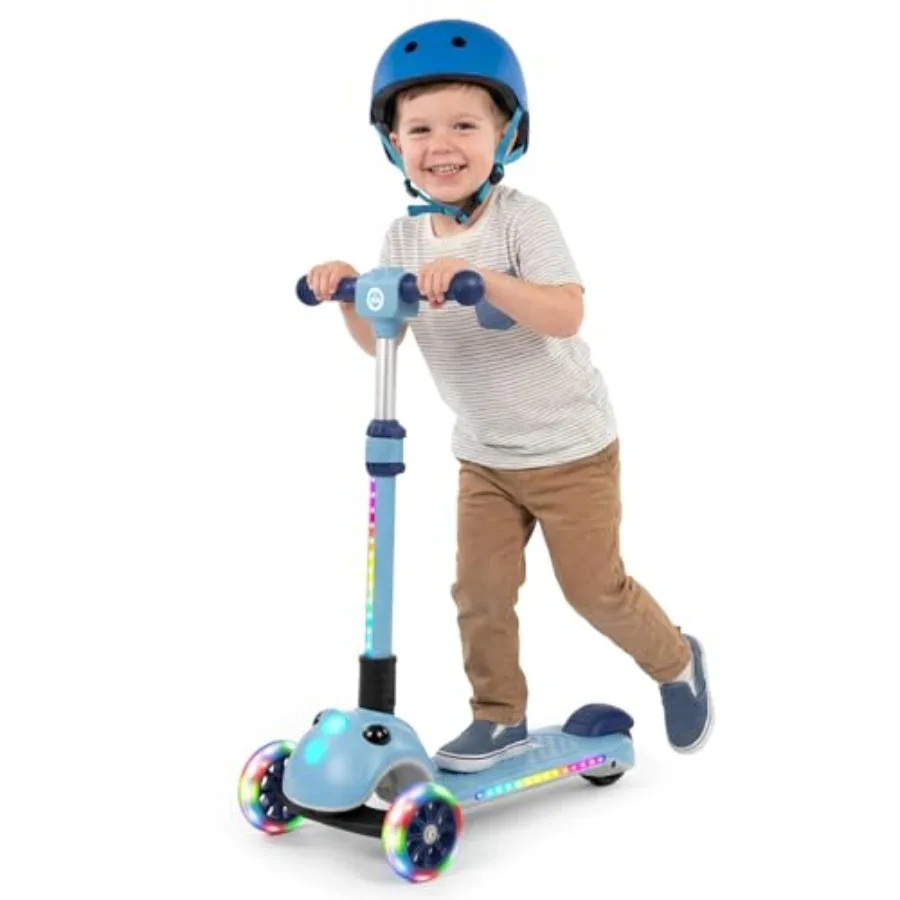 

Электросамокат SK1 складной, для детей от 4 лет, синий, с полной LED-подсветкой, 90 минут езды, скорость 5 миль/ч, кнопочный дроссель, индикатор заряда батареи, 6 дюймов