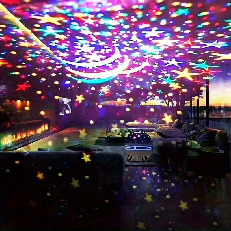 โปรเจคเตอร์ท้องฟ้าเต็มดาว แสงสีกลางคืน สำหรับห้องนอน ห้องเล่นเกม ใช้พอร์ต USB หมุนอัตโนมัติ สร้างบรรยากาศในห้องนอน งานปาร์ตี้