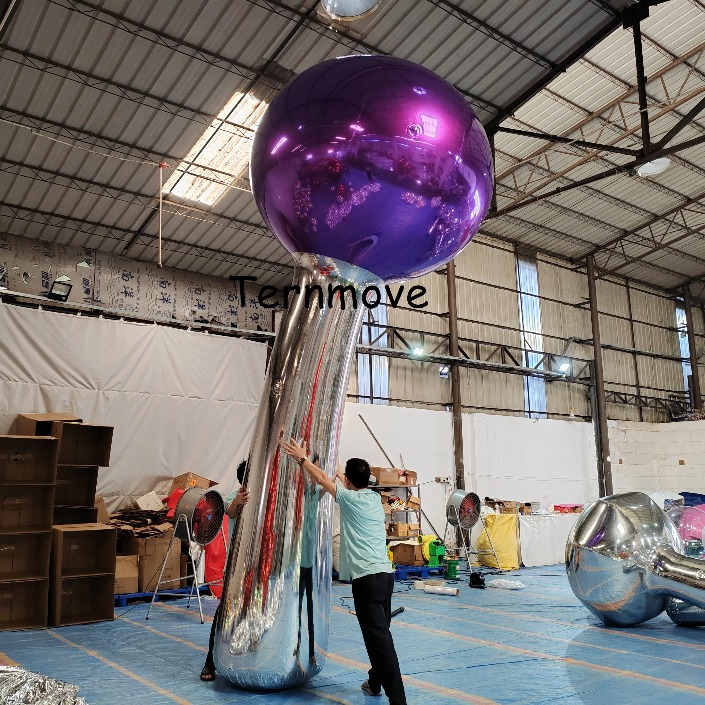 Giant silver mirror Inflatable Mushroom Straight Crooked Plant Model Outside Christmas Party Stage Event Decorations