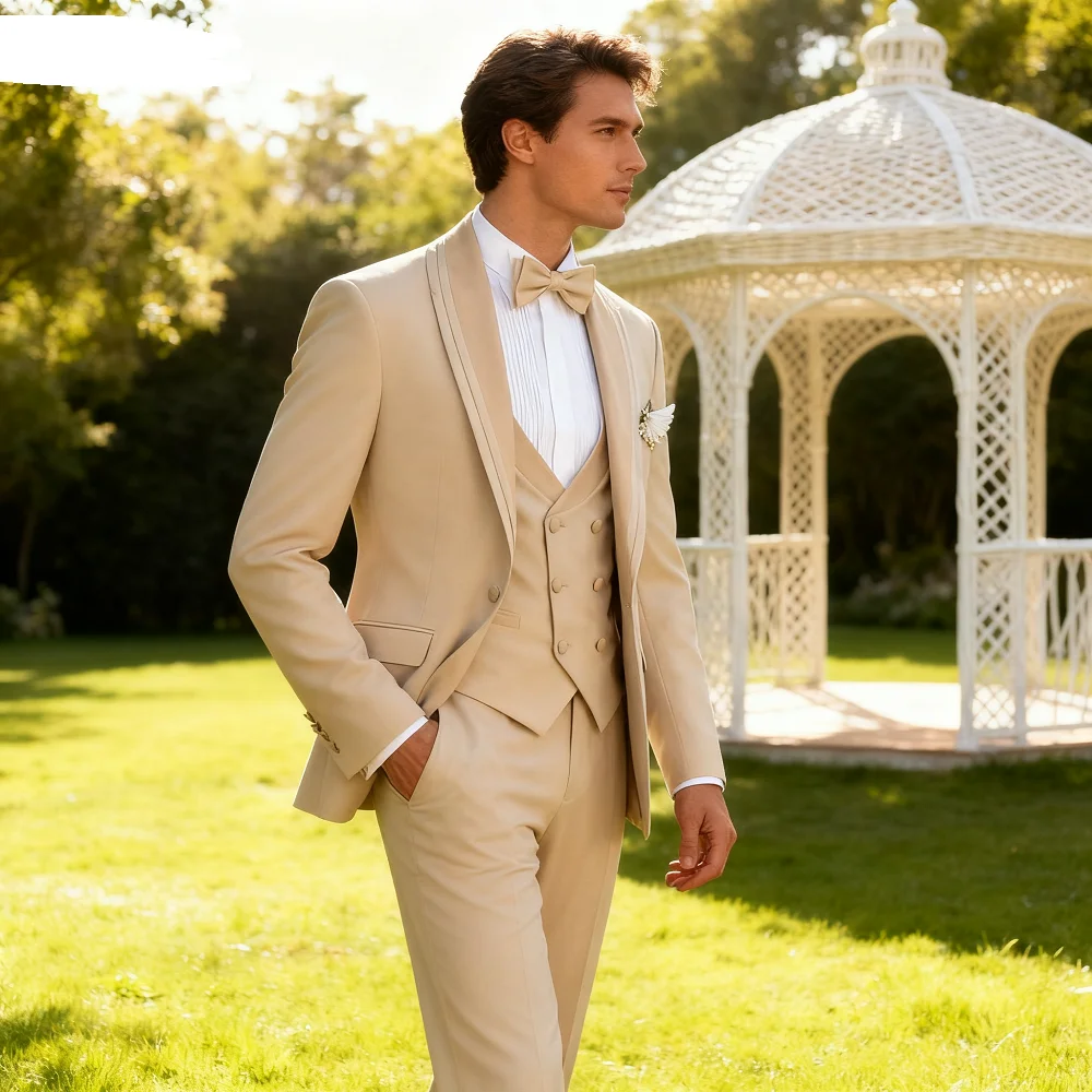 

Уникальный мужской костюм из трех предметов Suave цвета хаки с пиковыми лацканами (куртка + брюки + жилет) для свадебной вечеринки