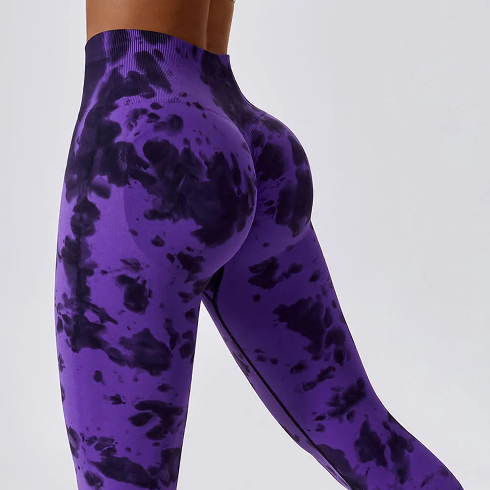 Tie-Dye Yoga Pants Sports Leggings Women Exercise Running Fitness High Waist Seamless Gym Push Ups Leggings Women Workout Tights