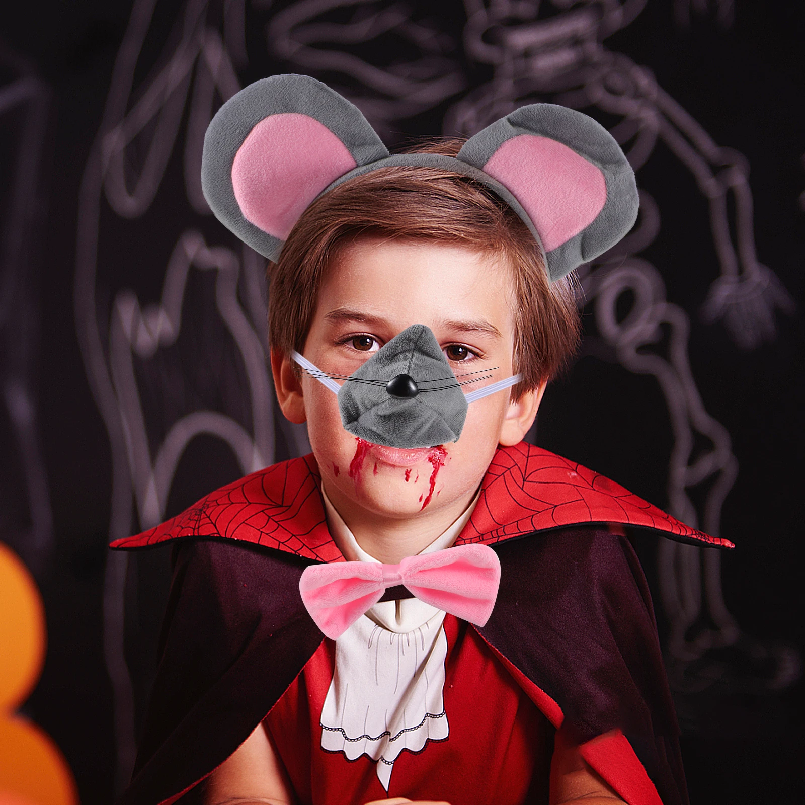 

1 set 1 Set Rat Costume Mouse Kit Mice Ears Headband Nose Tail Gloves Bow Tie Party Decorations Cosplay Supplies For Kids Women