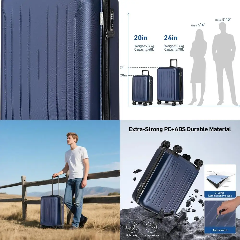 

Темно-синий чемодан-спиннер из ПК + АБС-пластика с замком TSA для воздушных путешествий