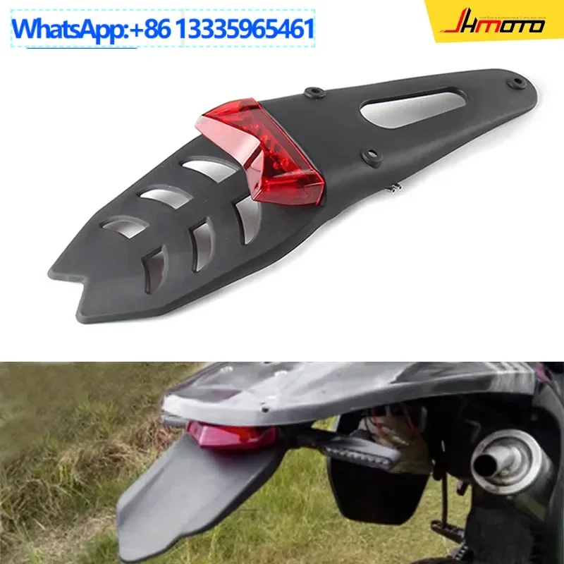 

10PCS off-road motorcycle modified rear fender, license plate holder with LED tail light fender tile water baffle