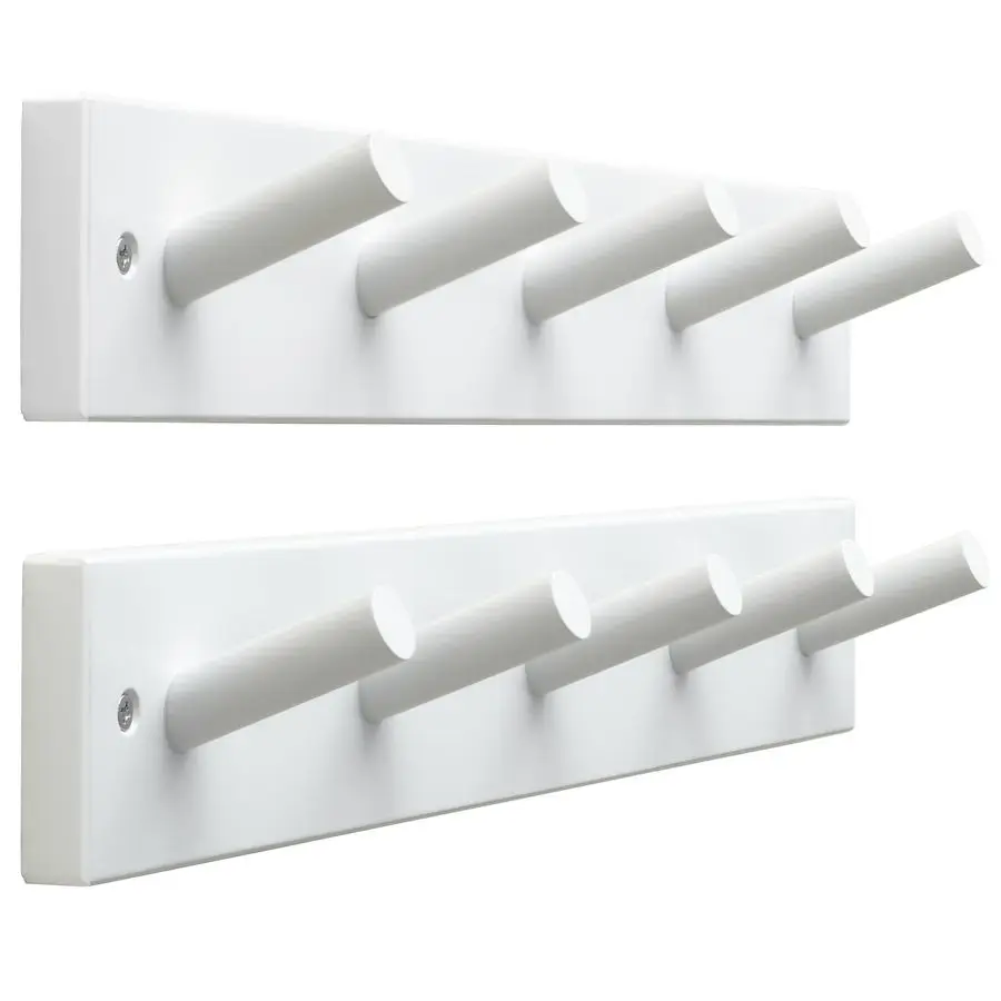 

Деревянная настенная вешалка для одежды, 16 отверстий, 5 бамбуковых крючков для подвешивания одежды, халатов, полотенец, шляп, белая