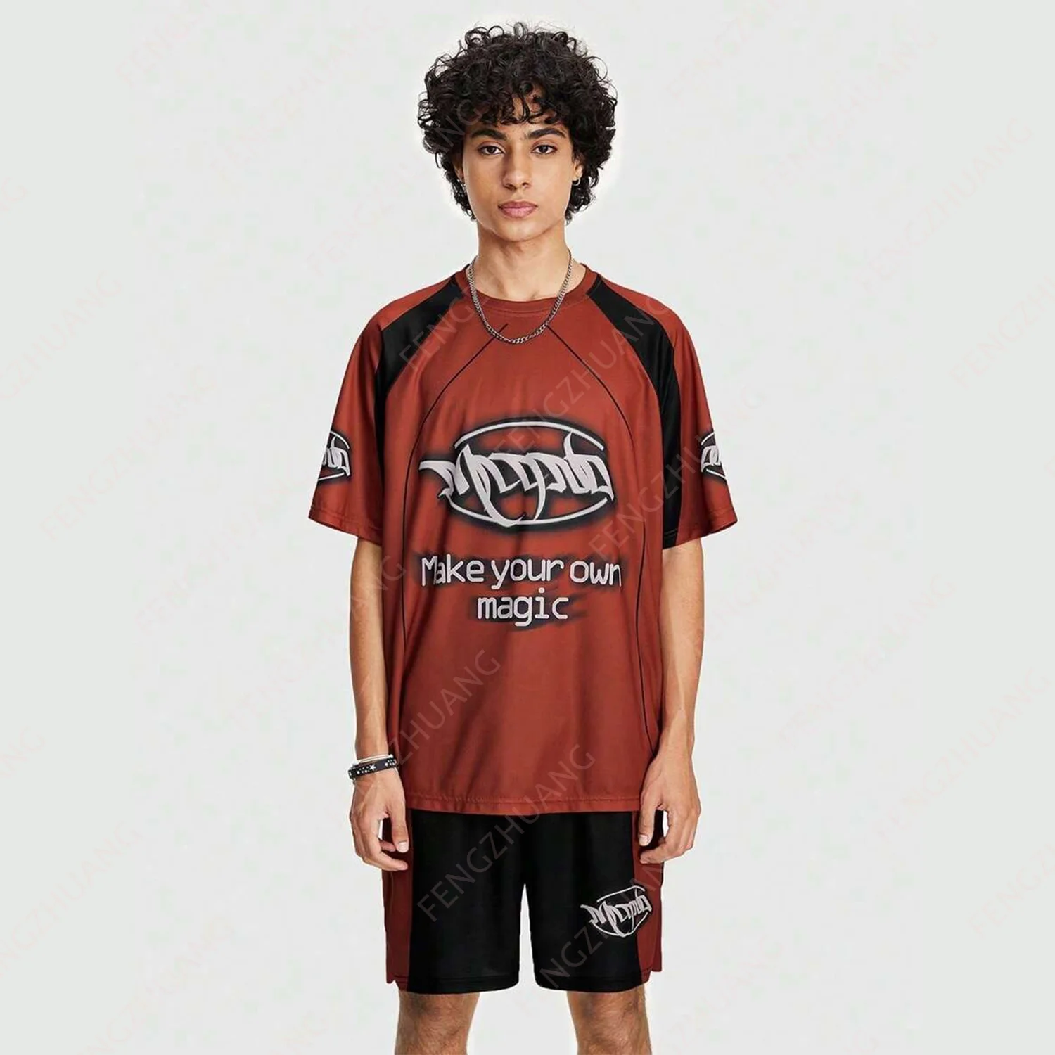 

Street Life 2pcs Comfort Loose Slogan Printed Short Sleeve T-Shirt And Shorts Set, Suitable For Daily Wear In Spring And Summer