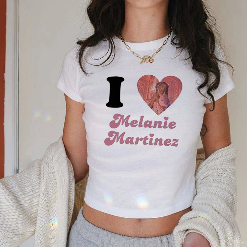 Kawaii I Love Melanie Martinez Women's Crop T-shirts Casual Fashion Harajuku T-Shirt Vintage Streetwear Summer Fans Gift Tops