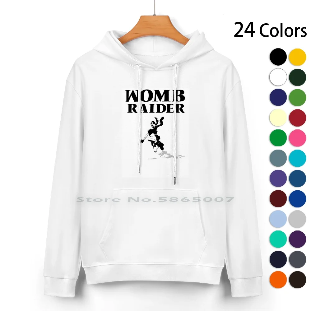 Womb Raider Pure Cotton Hoodie Sweater 24 Colors Lara Croft Tomb Raider 100% Cotton Hooded Sweatshirt For Women Men Unisex