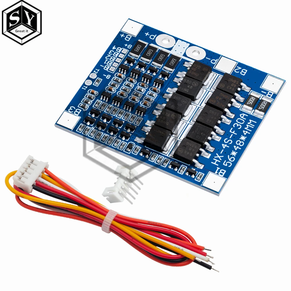 BMS 4S 3.2V 3.7V 30A LiFePO4 / Lithium Battery Charge Protection Board 12.8V 14.4V 18650 32650 Battery Packs With Balance