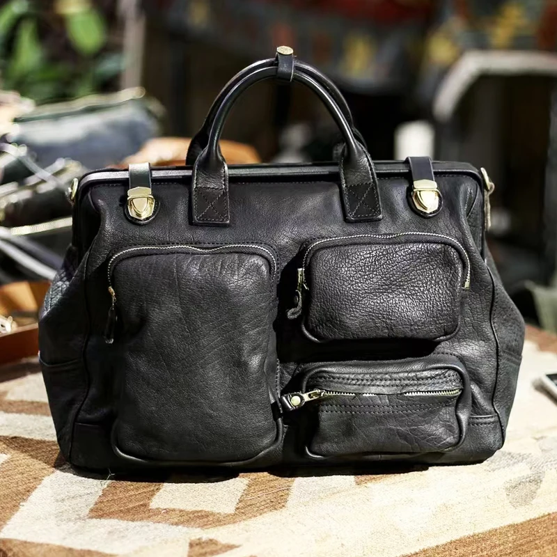 Business Vintage Luxus echtes Leder Herren große Aktentasche Reisearbeit weich echtes Rindsleder Laptop Handtasche Messenger Bag