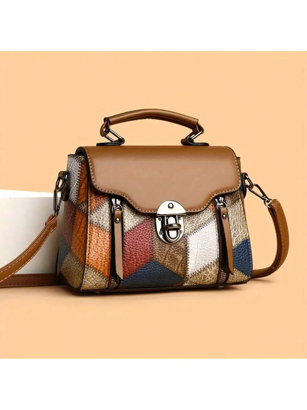 

Дизайнерские сумки, bolsos para mujer, cartera para mujer, модная большая сумка из искусственной кожи с цветными блоками, застежка-молния, регулируемая ш