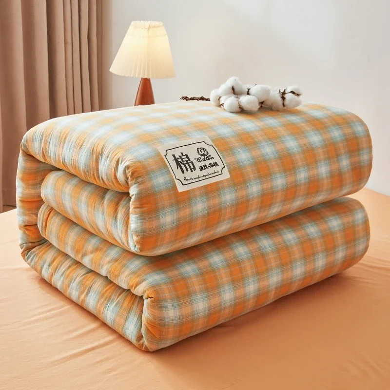 Plaid Pure Cotton Quilt Double Bed Comforter Thick Couple Duvets Queen Size Duvet 200x230 Cm Warm Comforters King for Bed of 180