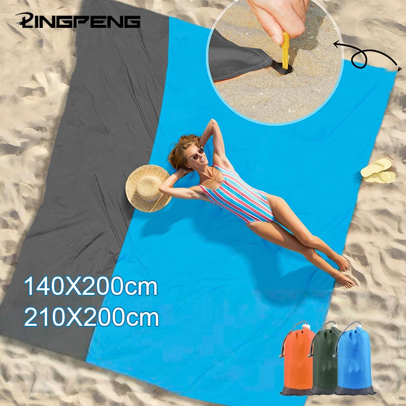 Estera de playa impermeable y resistente a la arena, adecuada para 3 adultos: estera de picnic al aire libre, adecuada para viajes, camping y senderismo.
