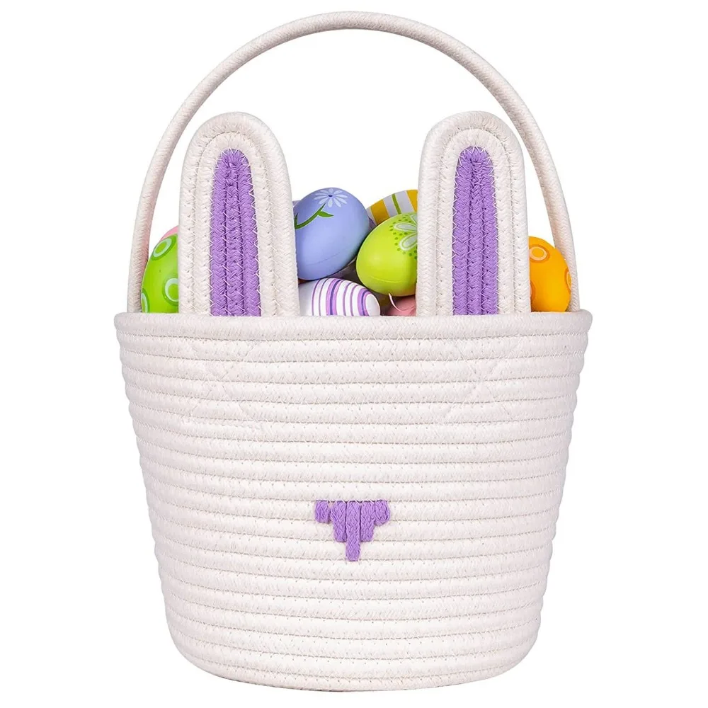 Handle Easter Basket New Bunny Egg Handmade Beach Basket Hunting supplies Storage Organize Toy Storage Basket Girl/Boy