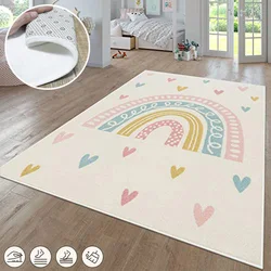 Alfombra arcoíris para gatear de bebé, área grande para tapete de sala de estar, dormitorio de niña, decoración de guardarropa, 160x200cm