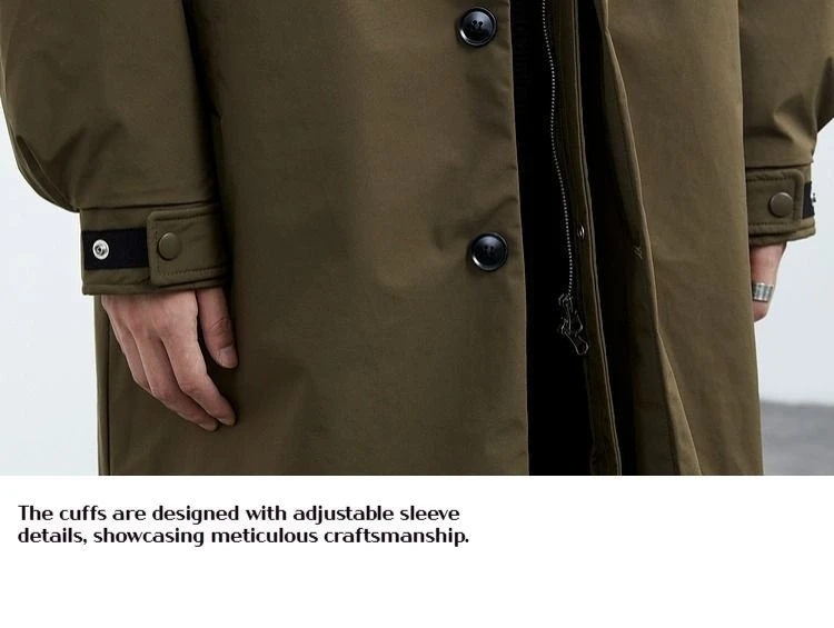 2025 outono inverno nova jaqueta masculina coreana casaco parker com capuz longo blusão falso conjunto de duas peças jaqueta masculina à prova de vento