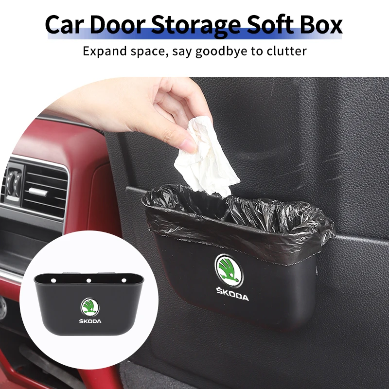 

Car Door Clutter Organizer Trash Can Tools Storage Box Waste Case For Skoda Octavia Superb Rapid Kodiaq Fabia Karoq Kamiq Roomst