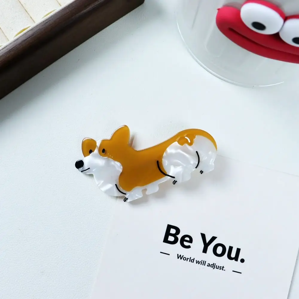 Personalized Animal Corgi Hair Clip Cartoon Creative Acetate Puppy Hair Claw Headwear Fashion Dog Hairpin Girls