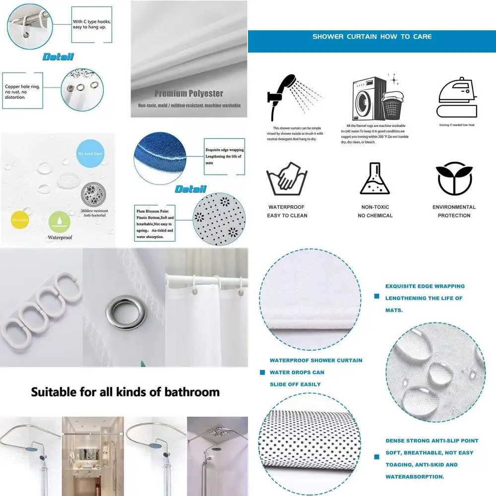 

Super Sonic 4-Piece Bathroom Set: Shower Curtain, Toilet Seat Cover, Bath Mat & Non-Slip Rugs, Waterproof, 72 x 72