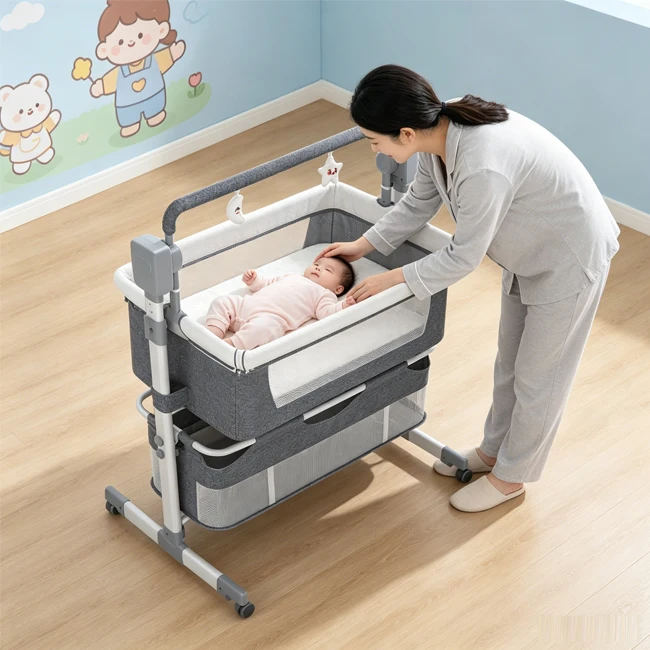 Multi-functional Electric Baby Cradle with Mosquito Net Basket and Storage Bag Foldable for Easy Storage Baby Cradle Bed