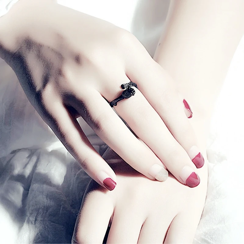 Rose Simple Fresh 925 Sterling Silver Temperament Personality Female Trendy Resizable Opening Rings RI020