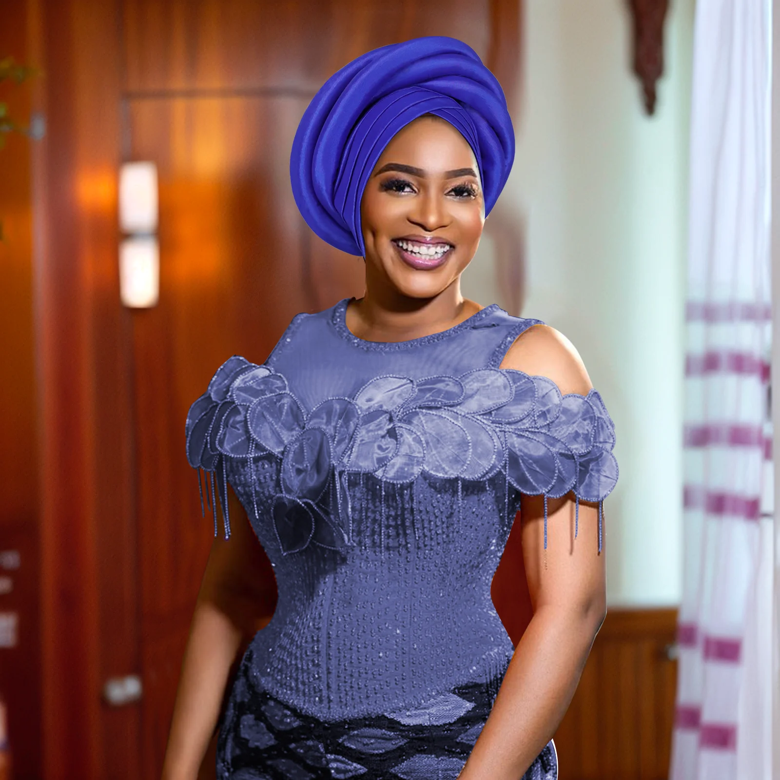Nigeria seda cruda Auto Gele Headtie sombrero musulmán sombrerería de fiesta Turbante trenzado turbante gorra para mujer africana señora envolturas para la cabeza
