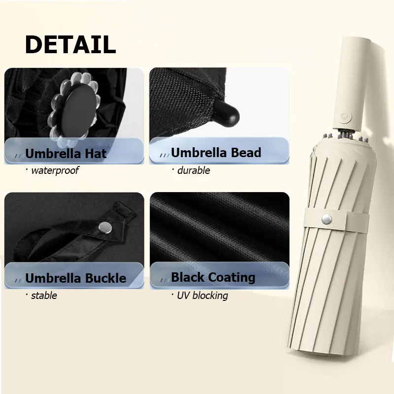 UV Umbrella for Men Women Strong  Windproof Fold Umbrella Fully Automat Waterproof Sunproof  Rain Umbrellas 16k 80Bones Large