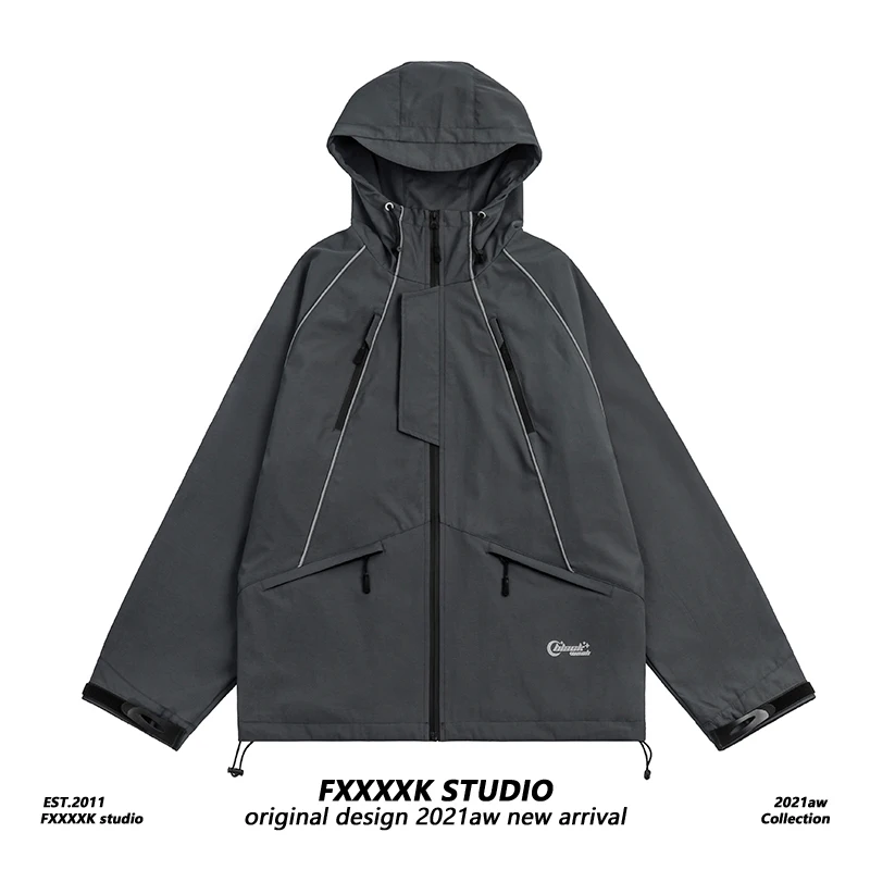 

FXK Original Autumn Winter Outdoor Water-Resistant Patchwork Ski Jaet Street Hip Hop Functional Coat Trendy Men's Clothing