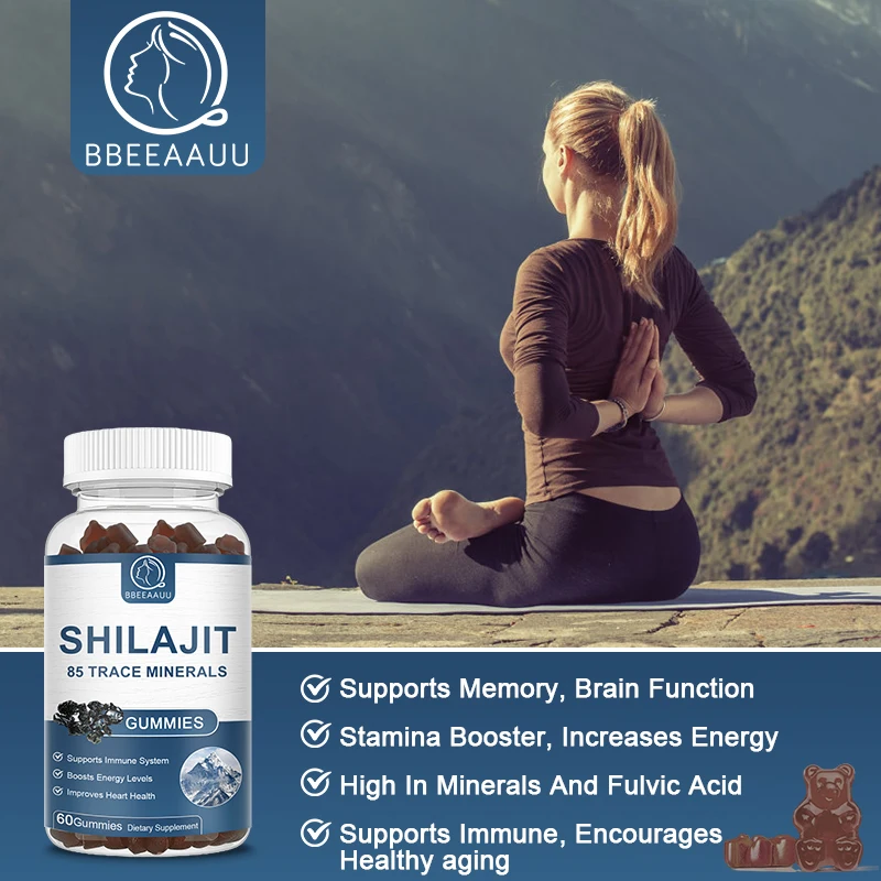 BBEEAAUU 60 Pieces Shilajit Gummies High In Mines and Fulvic Acid Healthy Memory and Brain Function