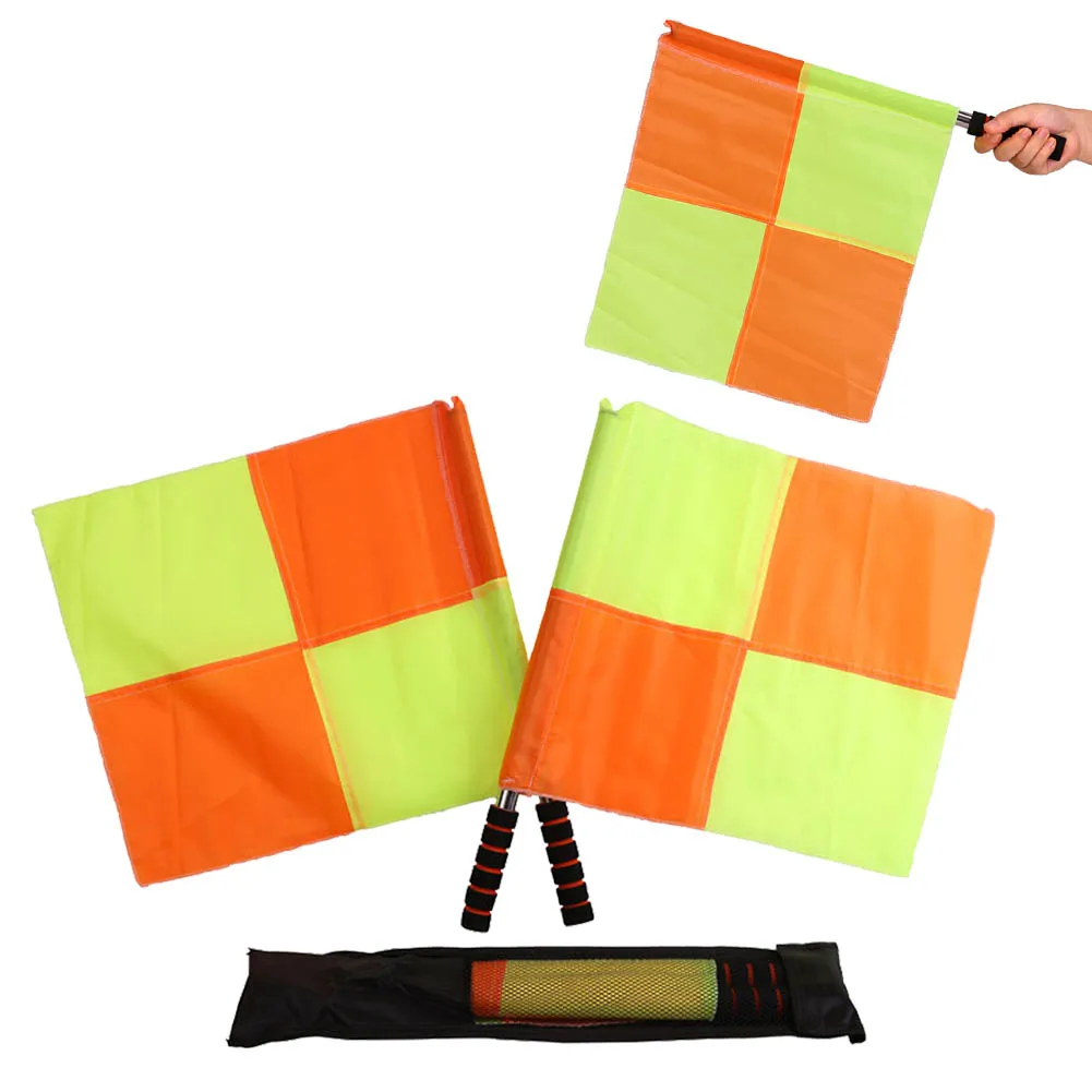 لعبة علم حكم كرة القدم عالية الوضوح وخفيفة الوزن معدات الحكم الرياضية أنبوب الفولاذ المقاوم للصدأ ABS رغوة Linesman