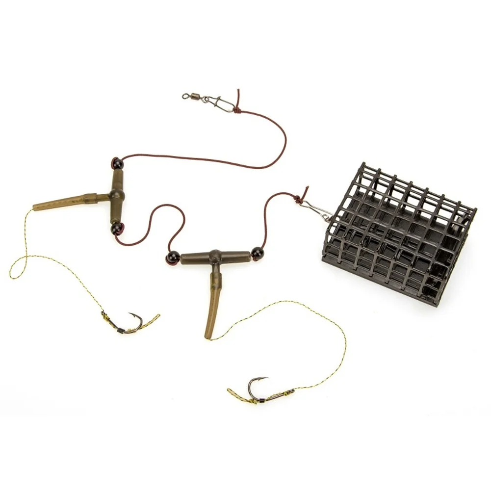 Zinc Alloy Weighted Square Baiting Basket for Carp Fishing with Nylon ABS Shell and T-Line Divider Compatibility