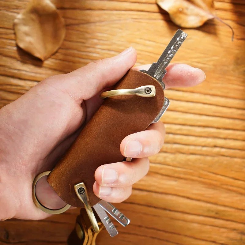 Porte-clés flexible en cuir de vache, accessoires pour clés de voiture