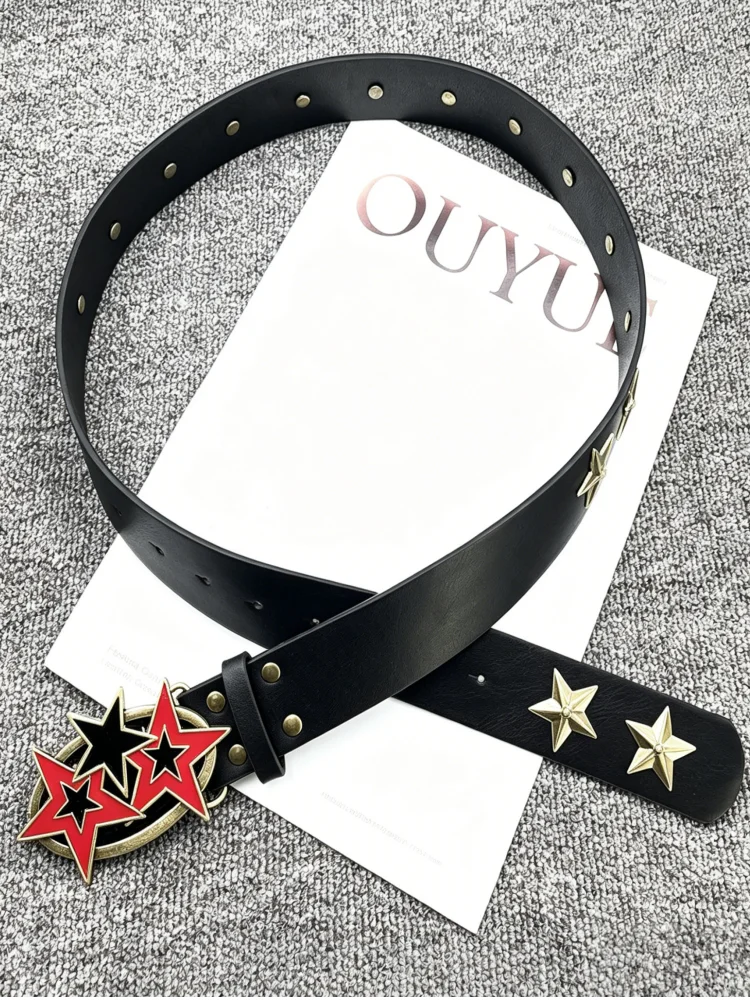 Modischer Hip-Hop Y2K Retro Sternschnallengürtel, Stilvolles Accessoire für Jeans, Unisex-Gürtel für Männer und Frauen, Trendiger Modegürtel – Detail 5