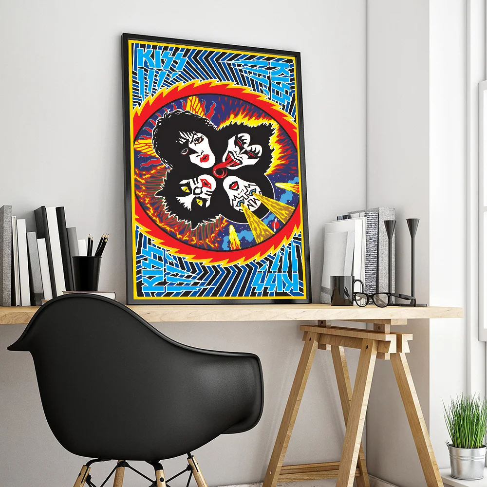 Vintage Heavy Metal Kiss Band Whitepaper Poster HD Quality Poster Wall Art Painting Study Room Wall Decor