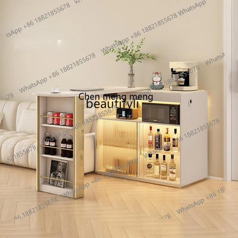 cc182R Sideboard Cabinet Integrated Retractable Small Apartment Living Room Home Storage Wine Cabinet Bar Counter Widened 50cm