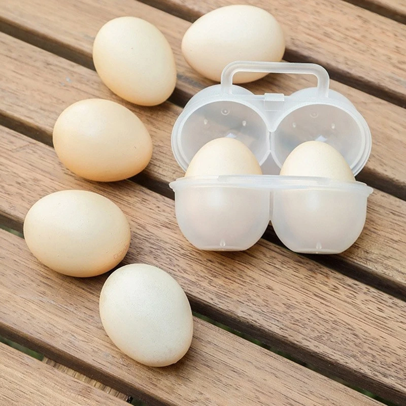 1PC 2 Grids Portable Egg Storage Box Plastic Durable Egg Storage Container Save Space Refrigerator Egg Dispenser With Handle