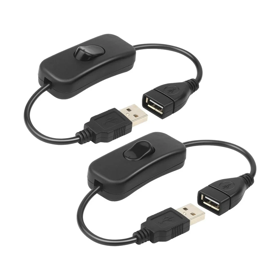 2 Stuks 0.3M Usb Mannelijke Naar Vrouwelijke Voedingskabel Met Aan/Uit Verlenging Inline Rocker Schakelaar Voor Rijden Recorder Led Bureaulamp Usb Fan