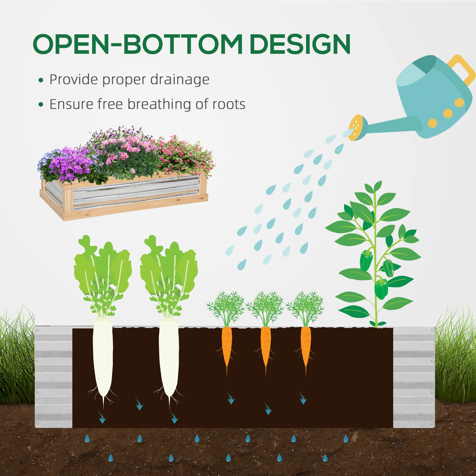 Raised Garden Bed Kit W/ Greenhouse Top Cold Frame Planter Protection Natural
