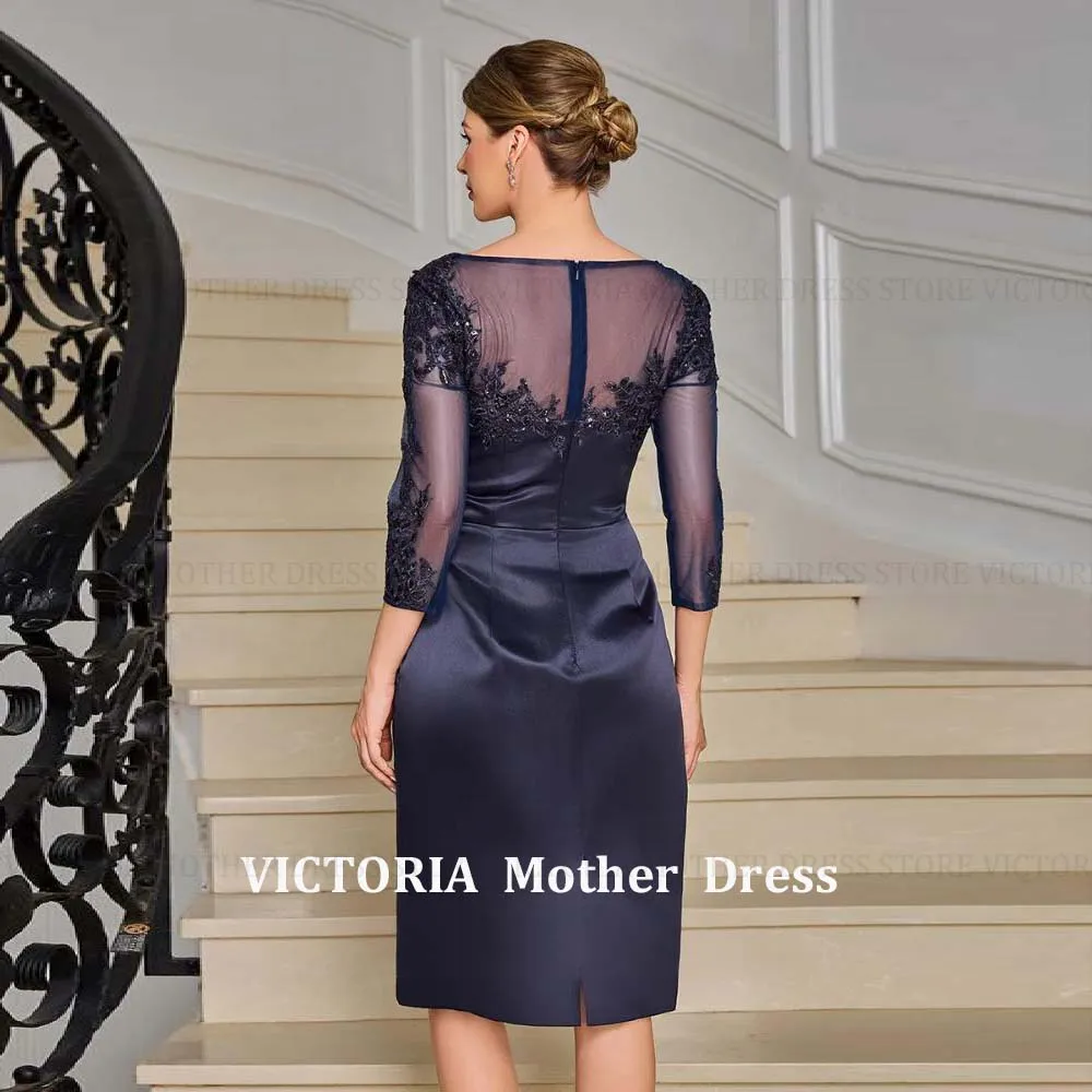 ชุดแม่เจ้าสาวสั่งตัดพิเศษ VICTORIA ปี 2026 ประดับเลื่อม ชุดราตรีงานแต่งงานสั้น ผ้าซาติน ประดับลูกไม้