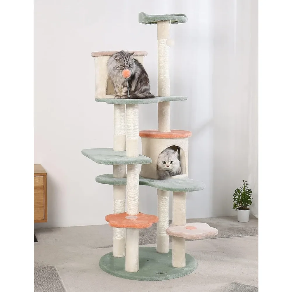 nch Cat Tree Creative Flower Cat Tower Cat Apartment with Flower Rest Platform(Large 7 Platforms)