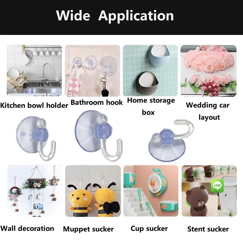 10Pcs Suction Cup With Hooks Vacuum Sucker Hooks for Shower Window Glass Suction Cup Hangers Reusable for Bathroom Sucker