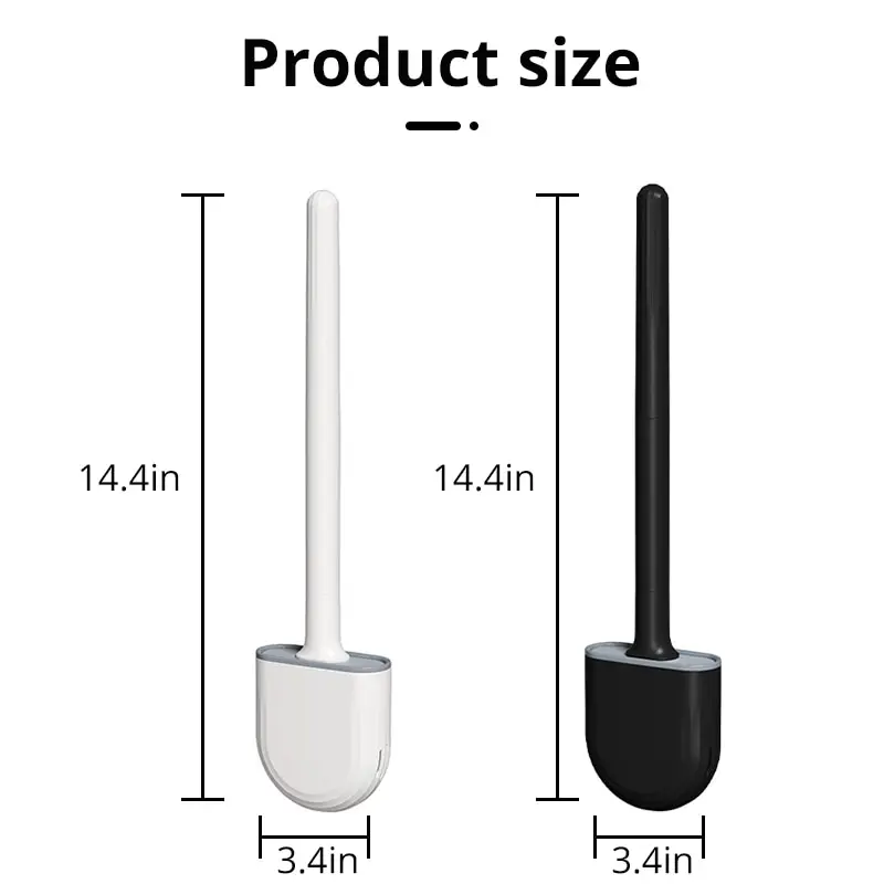 Silicone Toilet Brush and Holder Wall Mounted for Bathroom Quick Drying Efficient Professional Deep Cleaning