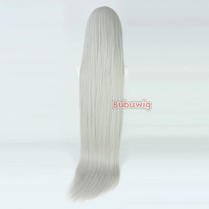 Bubuwig Capelli sintetici Ninety-Nine Parrucche Cosplay Path to Nowhere Ninety-Nine Parrucca lunga diritta grigio argento da 120 cm resistente al calore