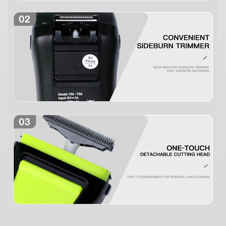 Kemei T69 Rasiermaschine für Männer, Original Elektrischer Rasierer, Wiederaufladbar, Typ C, Der Beste Herrenrasierer – Detail 10