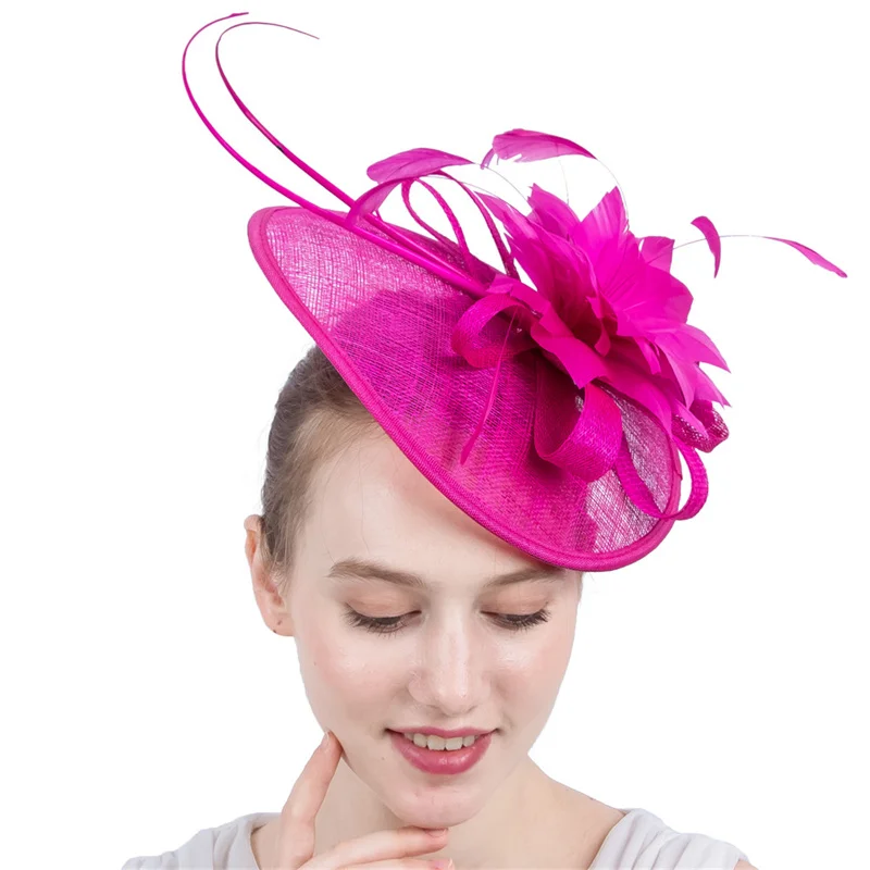 

Sinamay Wedding Hair Accessories Women Fascinator Hat Elegant Ladies Fancy Flower Headpiece Church Party Dinner Tea Chapeau Cap