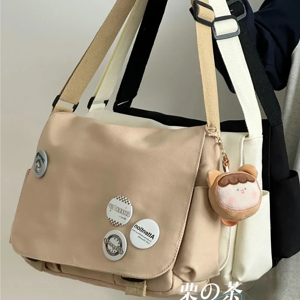 

Simple Collage Bag Bolso Multipockets Bags De Bags School Shoulder Nylon Mujer Crossbody Bag Student Women&Men Messenger Unisex