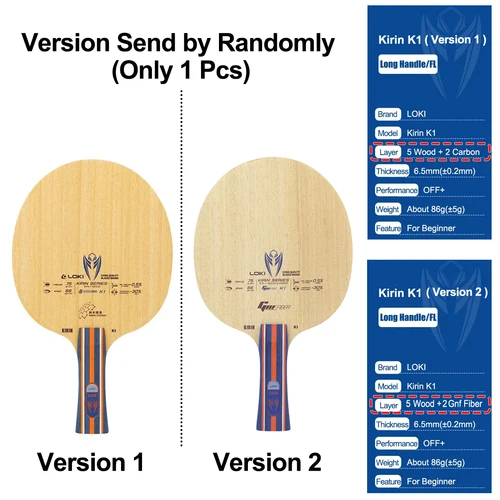 Imagen 2 del producto LOKI KIRIN K1/K2/K3 hoja de tenis de mesa FL Grip 7/5 capas apagado + paleta de Ping Pong madera pura fibra Gnf de carbono principiante