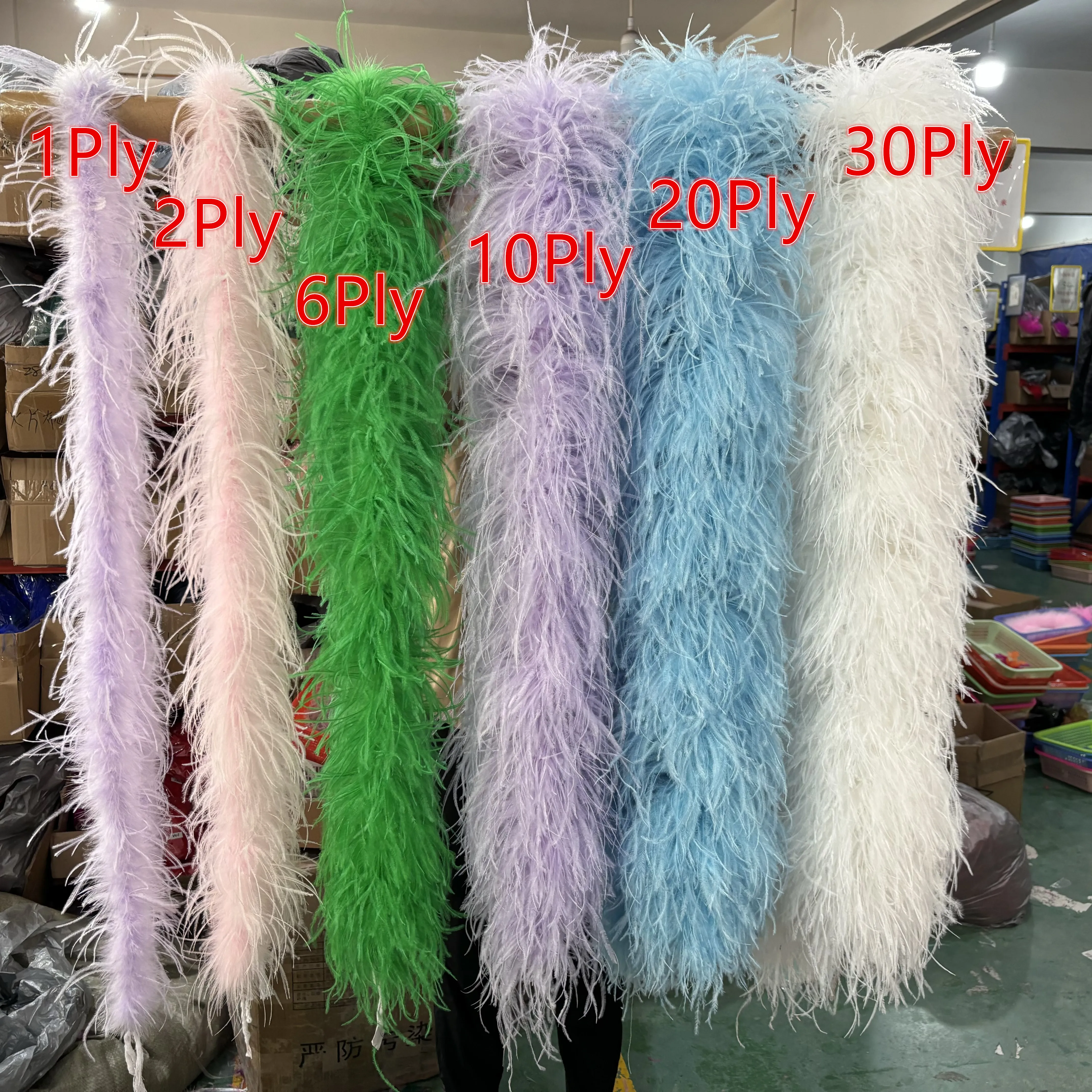 

2Meters/lot High Quality Ostrich Feather Boa Trims 2 6 10 20 30Ply Thick Feather for Wedding Banquet Plumes Shawl Clothing Decor