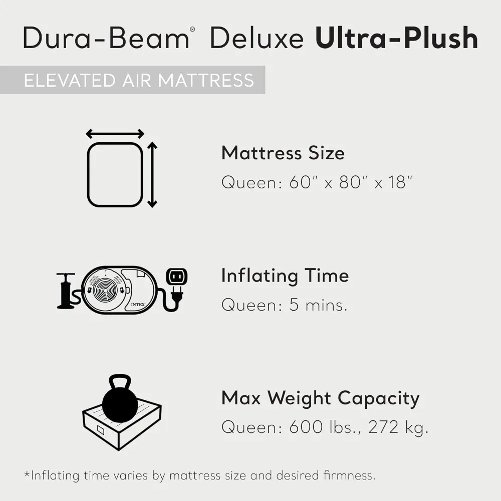 Deluxe 18 Inch Queen Sized Air Mattress Comforting Bed with Built in Electric Pump and Ultra Plush Supportive image 2