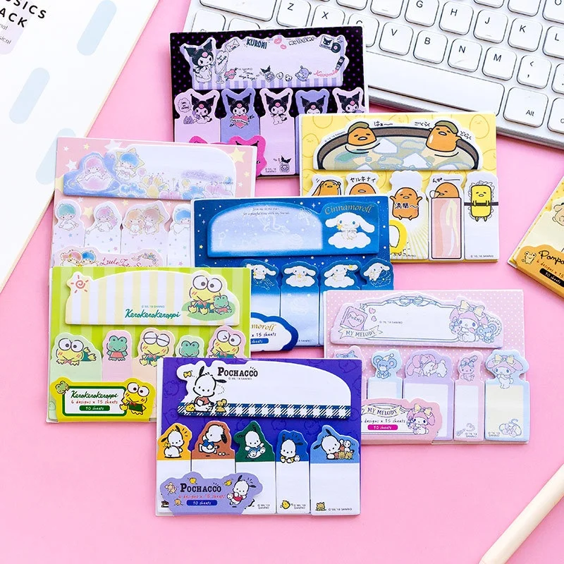 40-pz-lotto-blocco-memo-carino-kuromi-melody-cinnamoroll-sanrio-pochacco-etichette-adesive-per-cancelleria-blocco-note-adesivi-per-planner-materiale-scolastico
